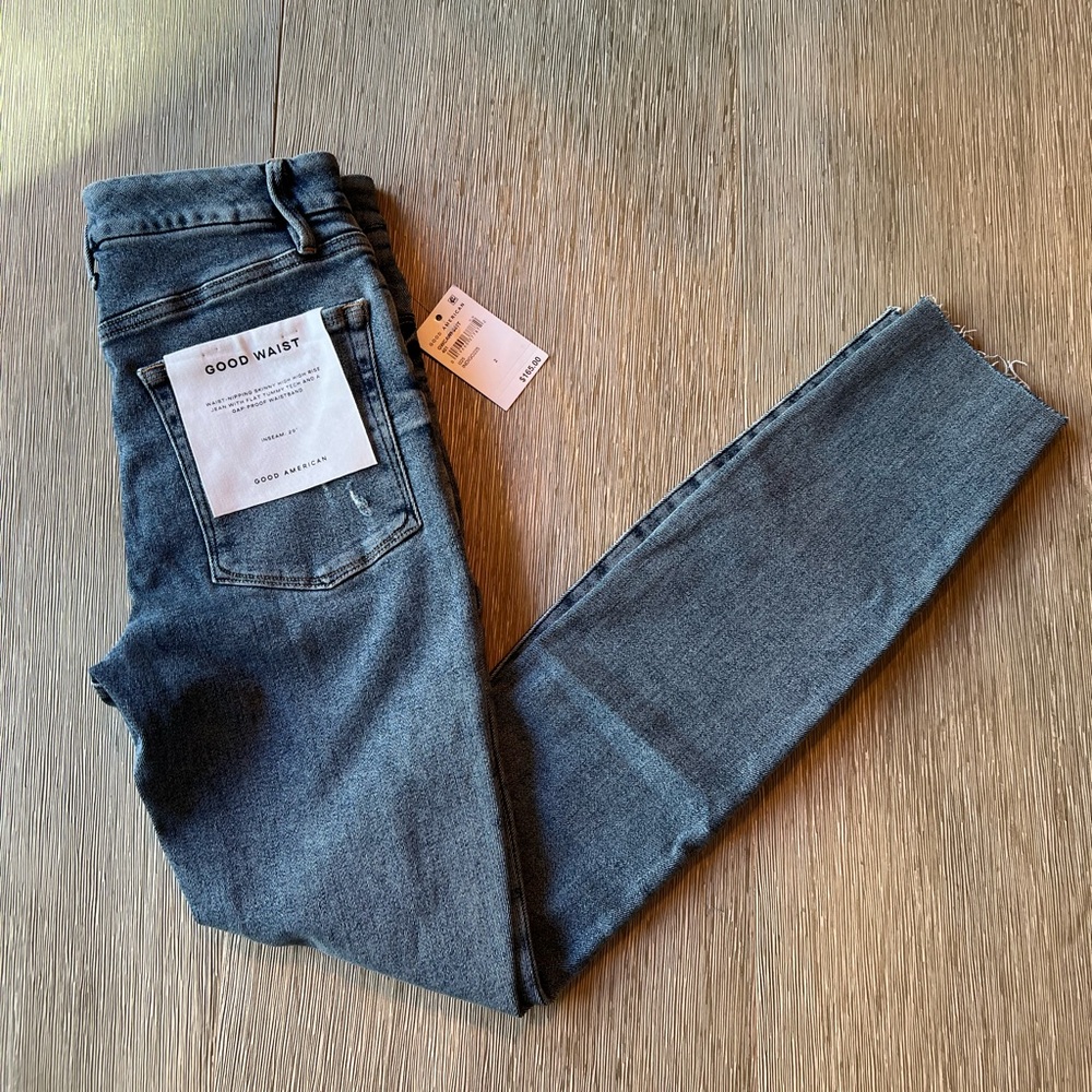 NWT Good American Good Waist Blue Skinny Jeans Size 2/26